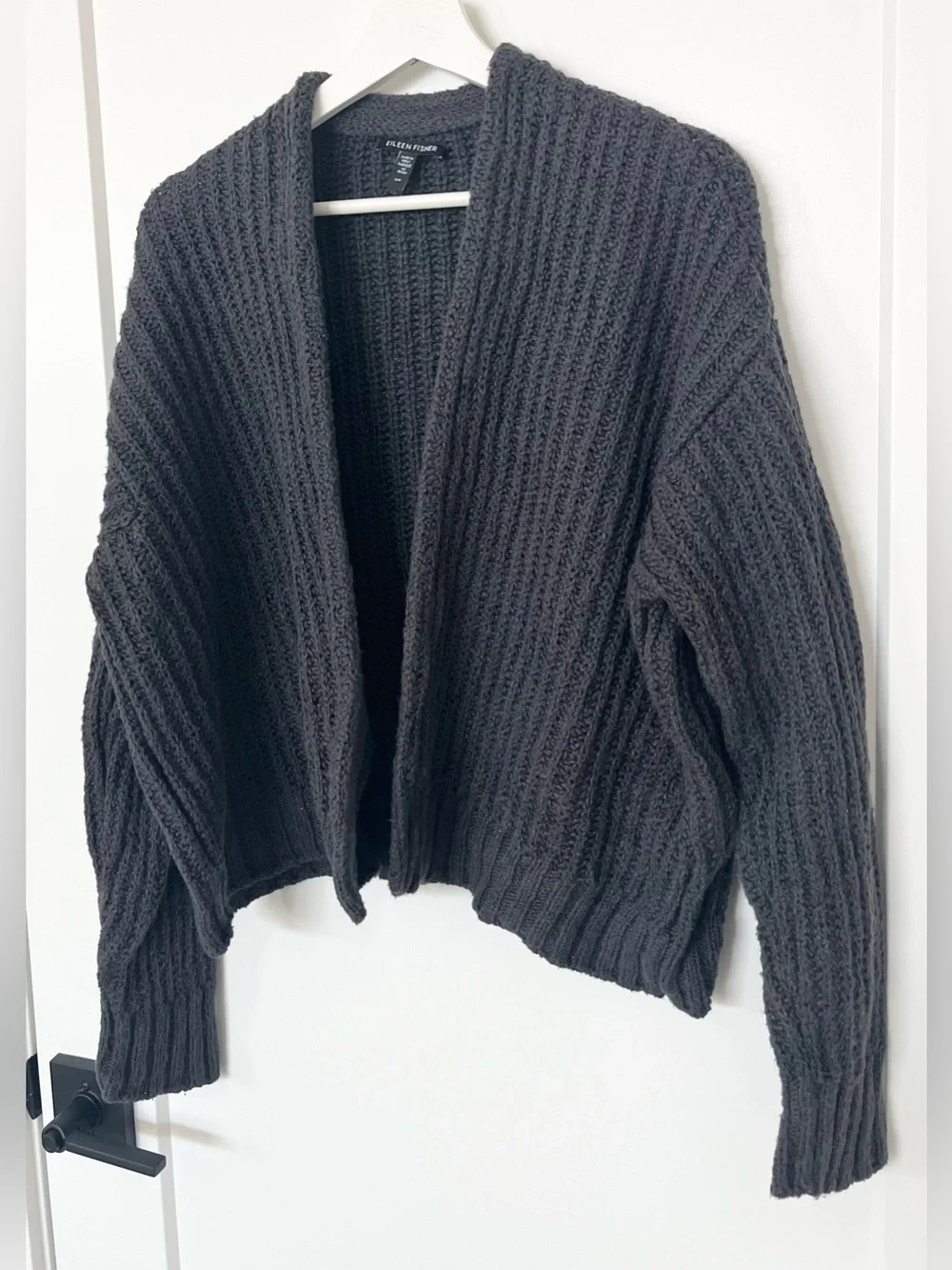 Eileen Fisher Ribbed Knit Cardigan Sweater Dark Gray Women’s Size S - Picture 3 of 8
